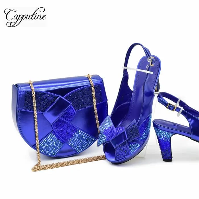 Ensemble de Chaussures et Sacs Orange pour Femme, Sandales Africaines à Talons Hauts, avec Sac à Mai