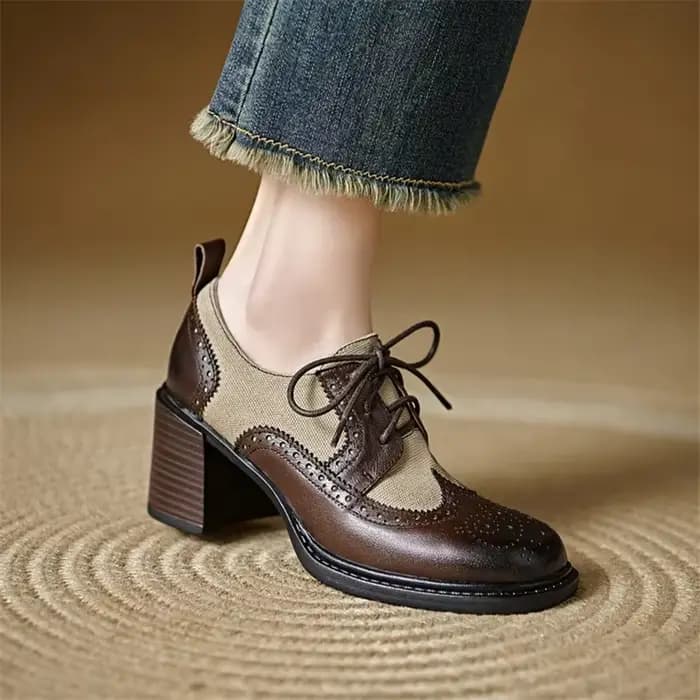 Escarpins en cuir de vache à talons hauts pour femmes, mocassins à la mode, chaussures rondes, desig