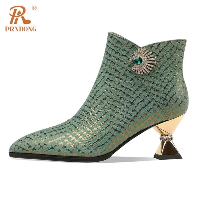 Bottes pointues en cuir véritable avec fermeture à glissière latérale pour femmes, bottes de rinçage