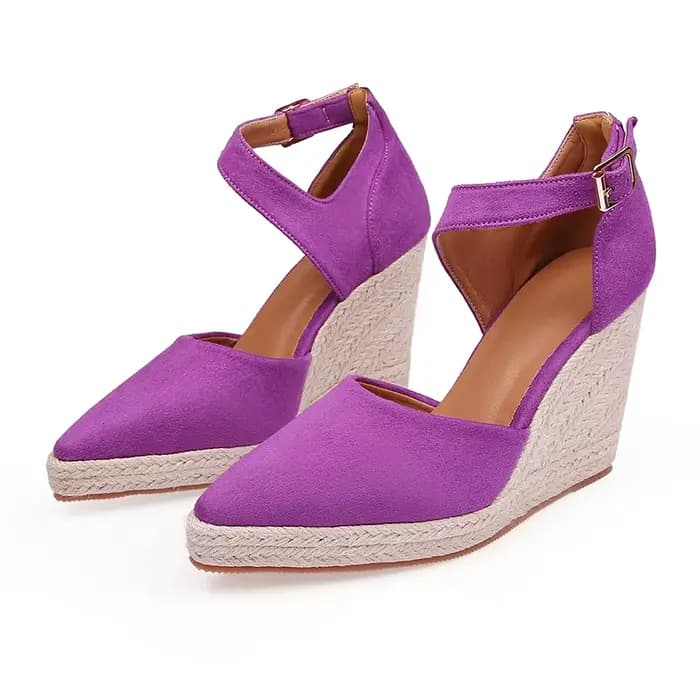 Bout pointu femmes chaussures compensées plate-forme talon haut Espadrille semelle été mode sandales