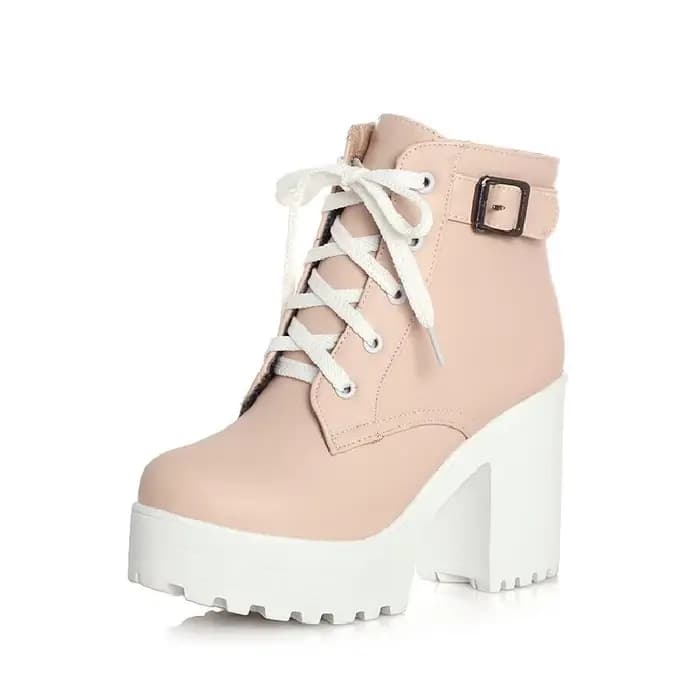 Bottes à lacets avec ceinture pour femme, semelle optique, talon haut, grande taille, commerce extér