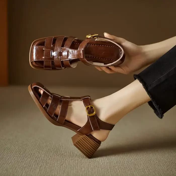 MORAZORA grande taille 34-41 nouvelles sandales en cuir véritable femmes chaussures boucle carré mi 