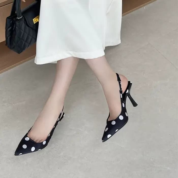 SUOJIALUN 2026 printemps nouvelle marque femmes sandale mode à pois bout pointu peu profond Slingbac