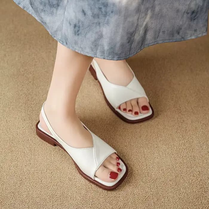 Sandales Rétro Françaises Marron à Bout Ouvert pour Femme, Été 2026, Grande Taille, Talon Bas, Style
