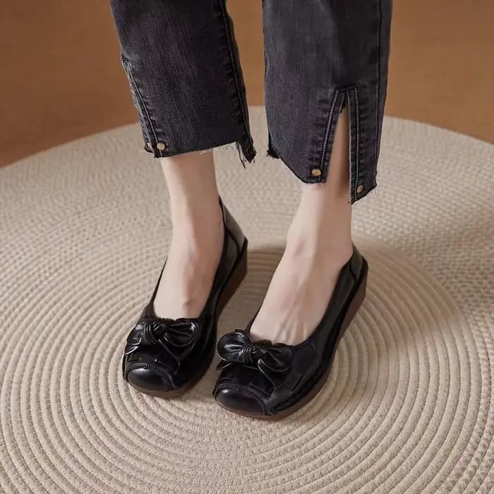 Mocassins rouges rétro pour femmes, chaussures plates en cuir véritable, respirantes, souples et déc