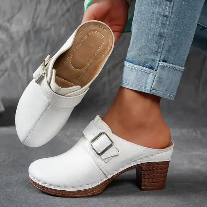 Chaussures pour femmes, mules à bout pointu avec sangle à boucle réglable, tenues quotidiennes de ha