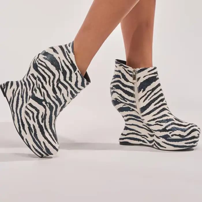 Bottines en daim multicolores au style original, sexy, à bout pointu, avec fermeture éclair, personn