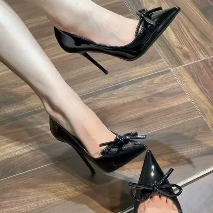 Bout pointu femmes chaussures à talons Super hauts élégant escarpins à nœud peu profond 2025 été con
