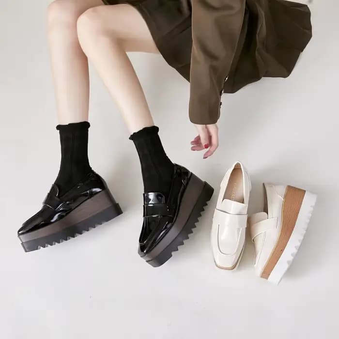 Escarpins à talons compensés pour femmes, chaussures décontractées à talons hauts de 8cm et bout car