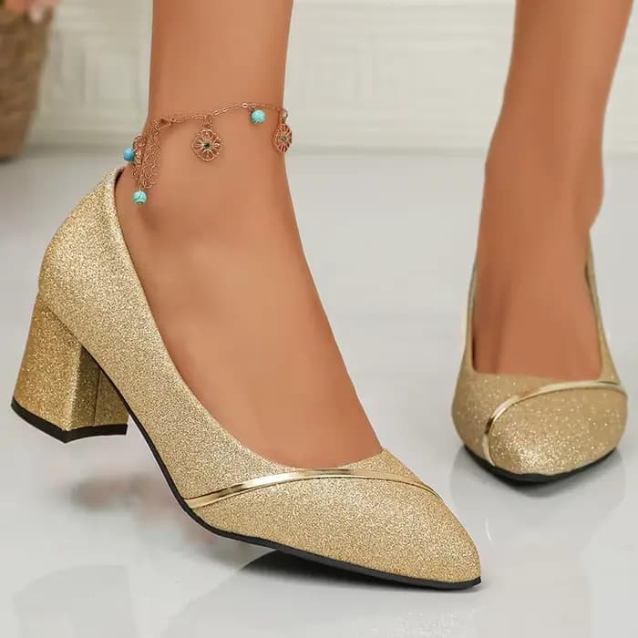 Sandales à talons hauts scintillantes or et argent pour femme, été 2026, à bout pointu et talon épai