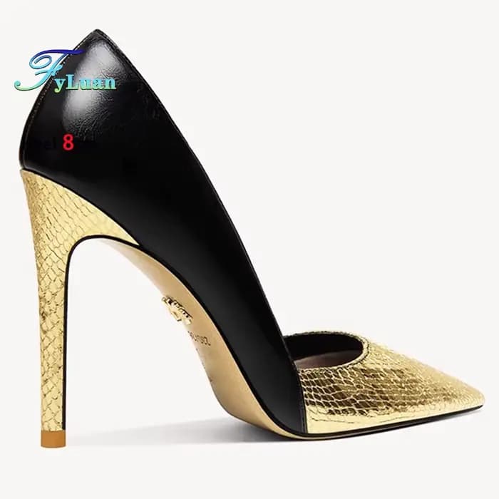 2025 noir doré talons hauts 12 cm 10 cm 8 cm chaussures pour femmes talons fins tête pointue dames p