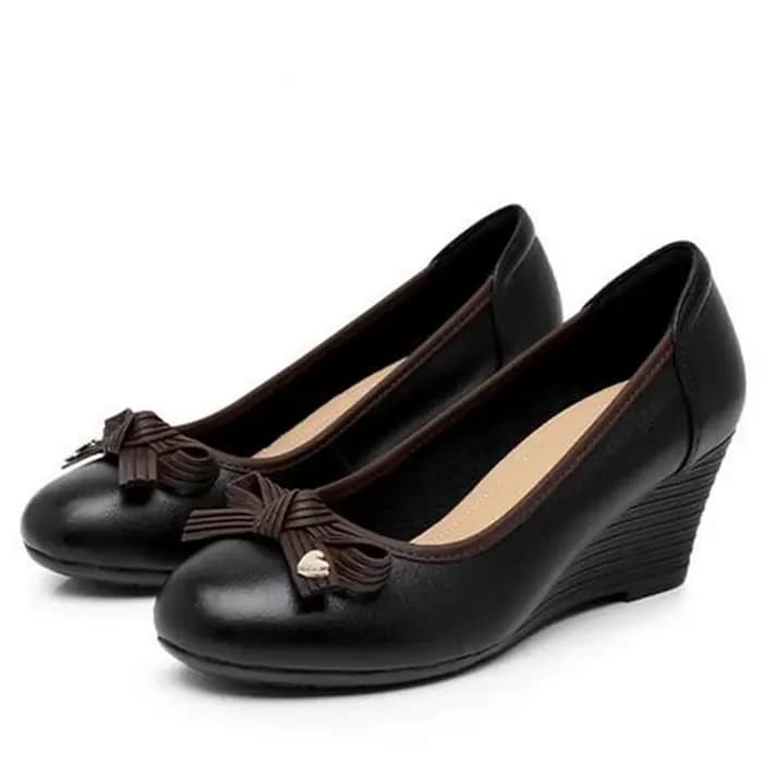 ZXRYXGS classique Bow femmes chaussures en cuir véritable confort chaussures à semelles compensées n