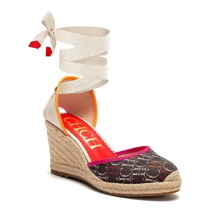 Chaussures pour femmes CARACAS toile WEDGES marque de luxe sandales à talons tissu de paille chaussu