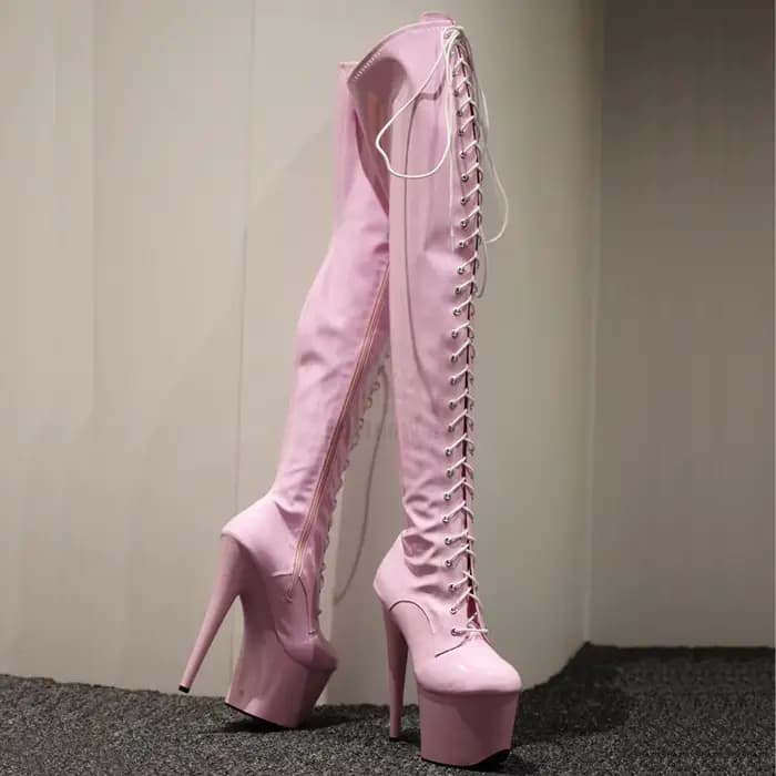 Bottes cuissardes à talon aiguille de 7 pouces avec plateforme, pour la danse exotique et la pole da
