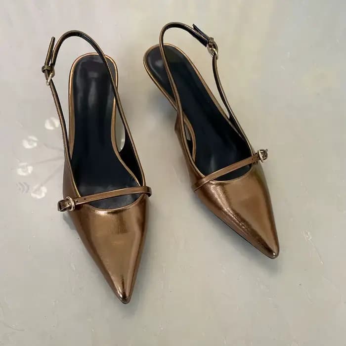 2025 femme Sexy talons hauts femmes sandales mode d'été bout pointu escarpins à talons bas Slingback