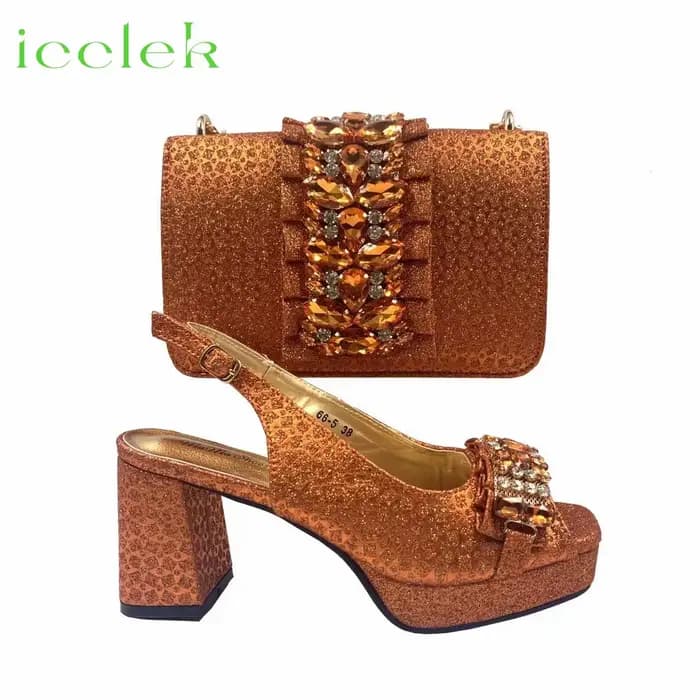 Ensemble chaussures et sac pour femmes, design italien tendance, tissus synthétiques spéciaux multic