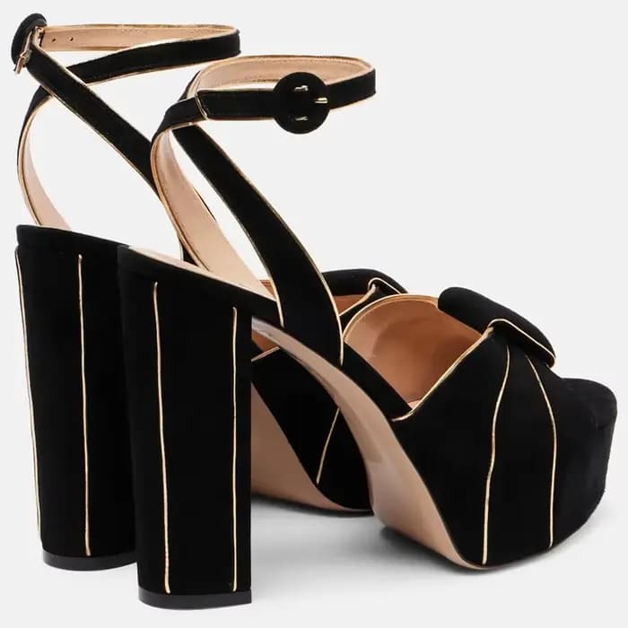 Plate-forme couleurs mélangées talon carré escarpins en daim Sexy bout rond talon carré Slingback bo