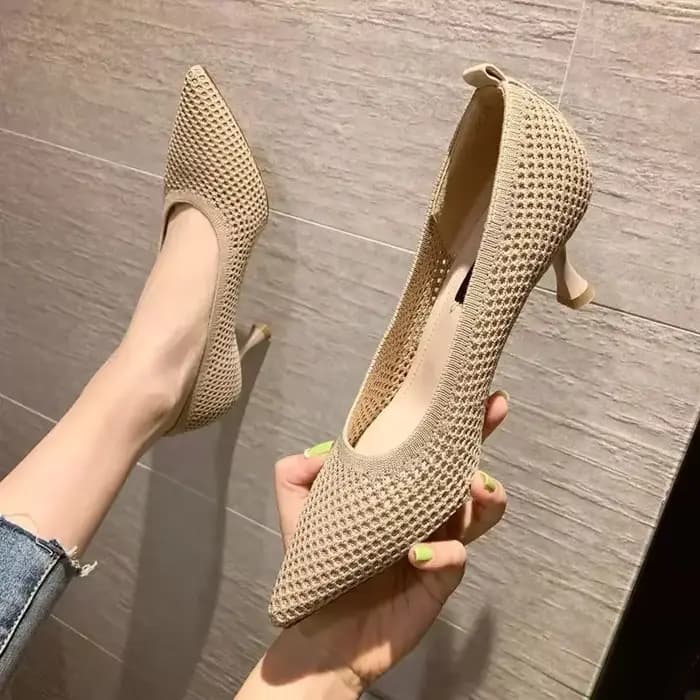 Escarpins en Maille Respirante pour Femme, Chaussures d'Été Confortables, à Talons Triangulaires, St