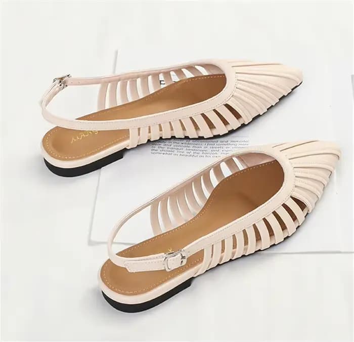 Sandales plates pour femmes, sandales d'été à découpes, avec sangle réglable à boucle, talon bas, sa