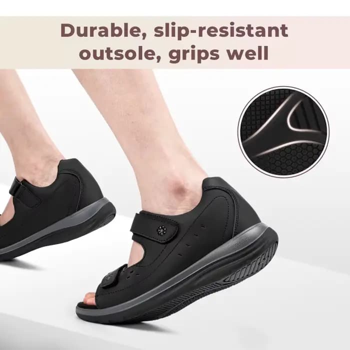 Sandales orthopédiques FitVille pour femmes diabétiques, à bout ouvert, largeur large, avec sangles 