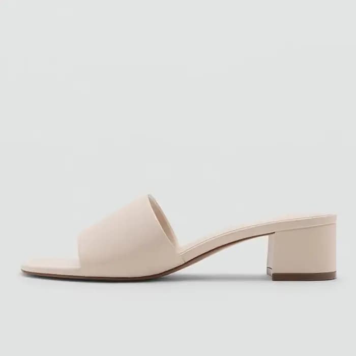 Liyke – Sandales mules en cuir souple et confortable pour femme, à bout carré, talons bas et épais, 