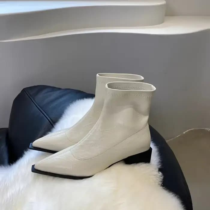 Bottes de rinçage pointues pour femmes, chaussons courts amincissants à talon optique, chaussures en