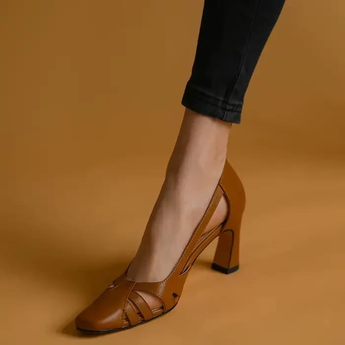 Escarpins en cuir de vache pour femmes, sandales rétro, sans lacet, vintage, chaussures d'été, style
