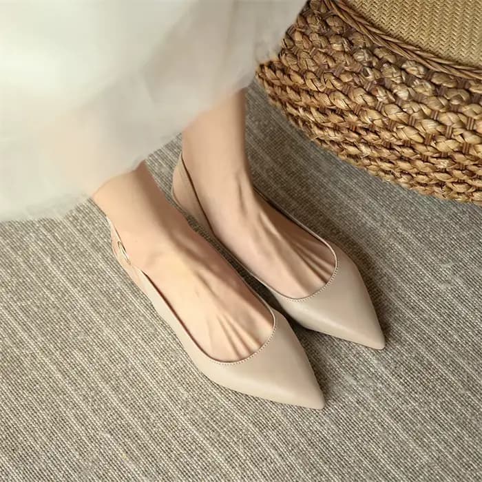 Meotina-Chaussures à bride arrière en cuir de vache véritable pour femmes, escarpins pointus à talon