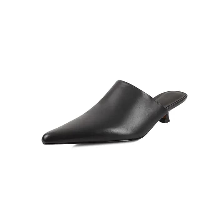 Nouvelles pantoufles Mueller 2026 en cuir véritable pour femmes, chaussures sexy à bout pointu, chau
