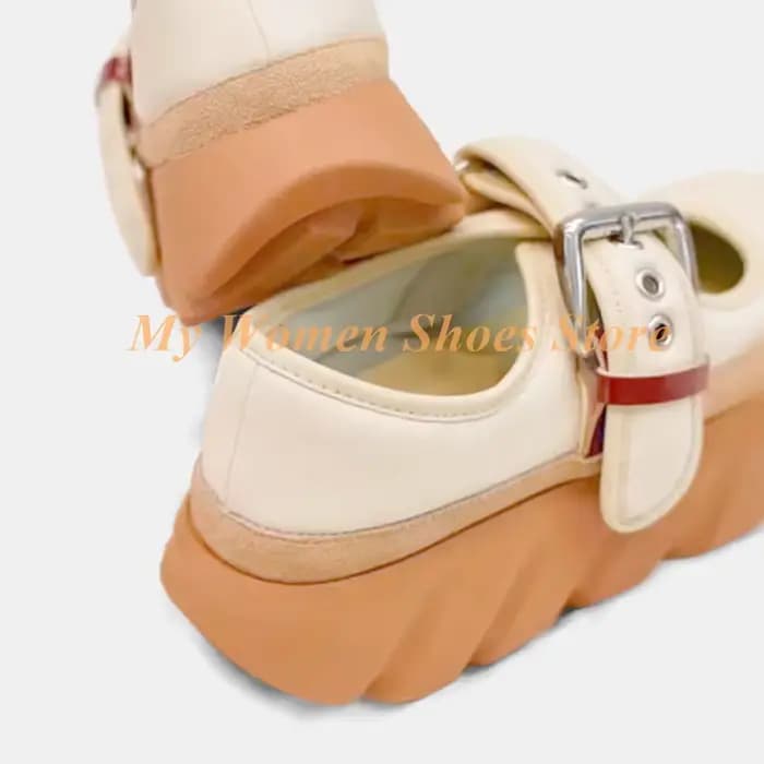 Chaussures à talon épais avec bride à boucle, bout rond, talon compensé, rehaussantes, sur mesure, s