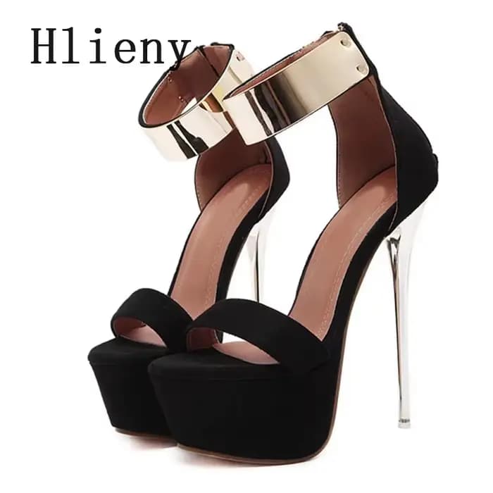 Hlieny été mode bride à la cheville sandales Sexy bout ouvert plate-forme mince talons hauts fête Cl