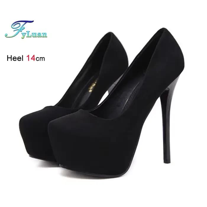 Talons hauts 12cm 14cm femmes pompes mode troupeau bout rond plate-forme mariage chaussures simples 