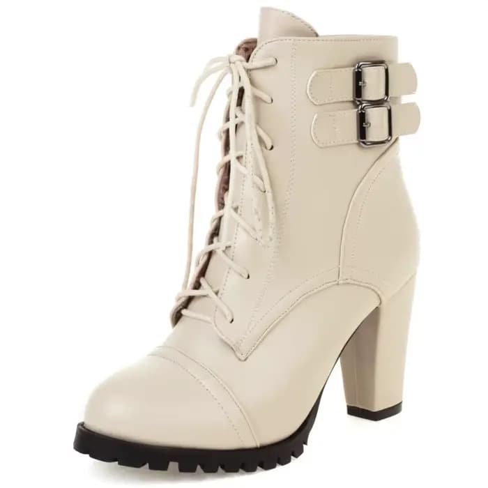 Bottines à lacets pour femmes, chaussures courtes, mode, boucle, talons roses, jaune, noir, Rose, au