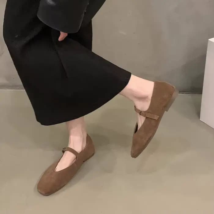 Chaussures de Ballet plates en cuir pour femmes, peu profondes, bout rond, ballerine, mocassins soup