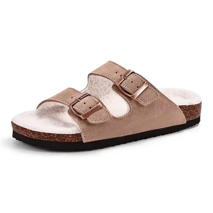 Sourire classique hiver Mules pour femmes hommes nouveau hiver fourrure daim sabots doux liège semel