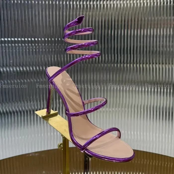 Offre spéciale Sexy talons hauts sandales femme cheville serpent ficelle autour de luxueux haute qua