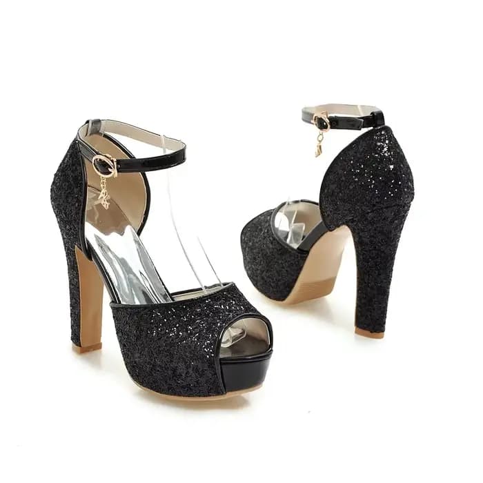Sandales à plateforme à talons hauts pour femmes, argent, or, noir, paillettes, grill Peep Parker, s