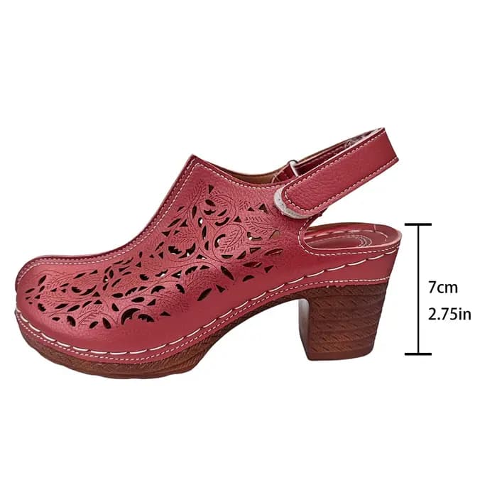 Sandales creuses à talons hauts pour femmes, sandales d'été à bout confortable, grande taille, décon