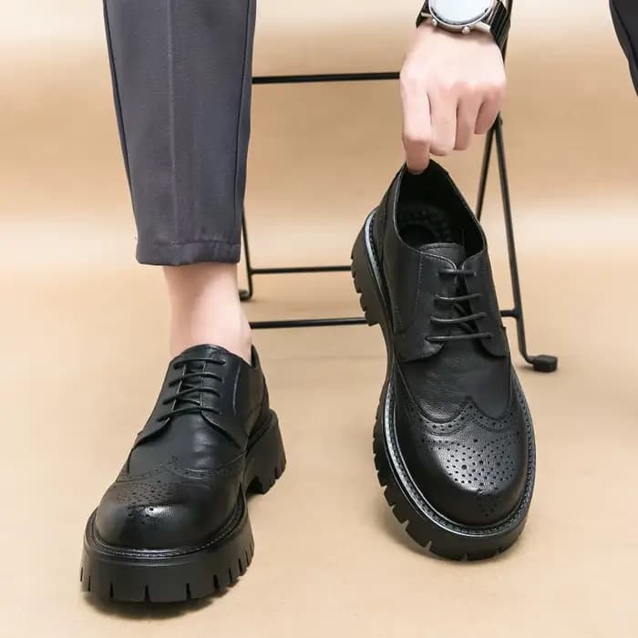 Chaussures Oxford à fond épais de marque de luxe, chaussures de sécurité d'extérieur à lacets, chaus