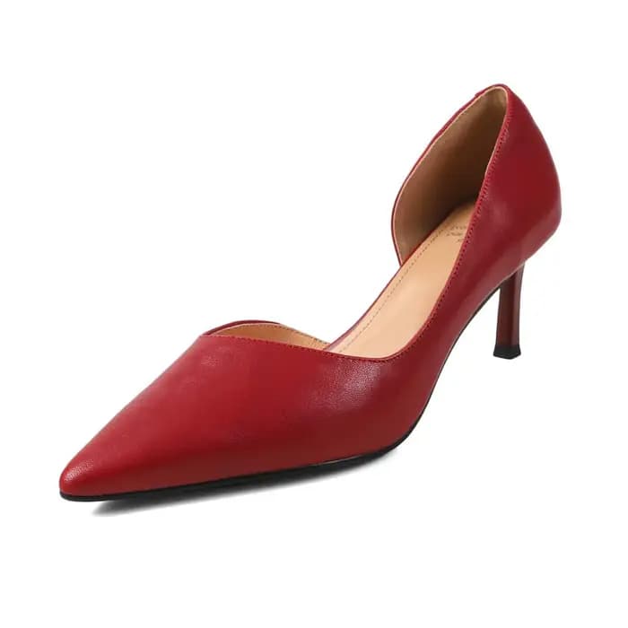 Krazing Pot 2025 en cuir véritable bout pointu talons hauts peu profond sans lacet bureau dame conci