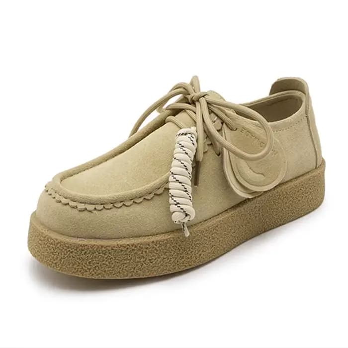 AIYUQI – mocassins en daim et cuir véritable pour femmes, chaussures d'étudiant à lacets de style br