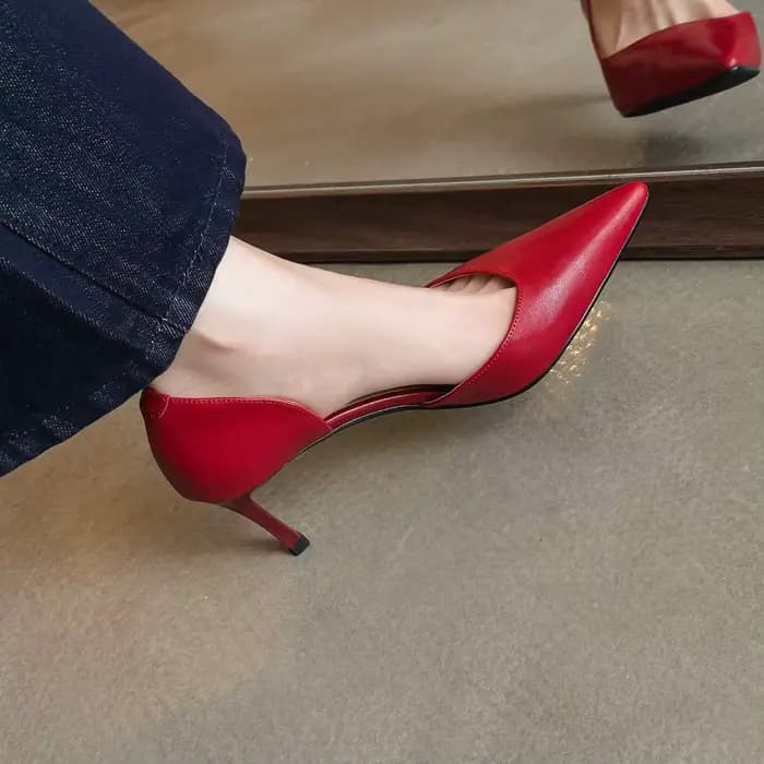 Krazing Pot 2025 en cuir véritable bout pointu talons hauts peu profond sans lacet bureau dame conci