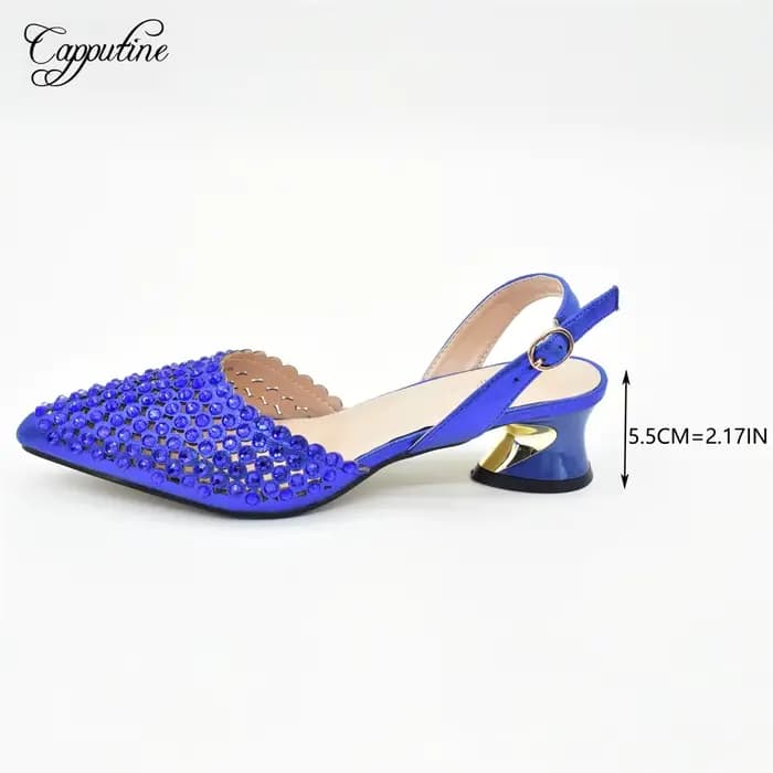 Ensemble de chaussures et sac bleu royal pour femmes, escarpins africains de luxe assortis avec sac 