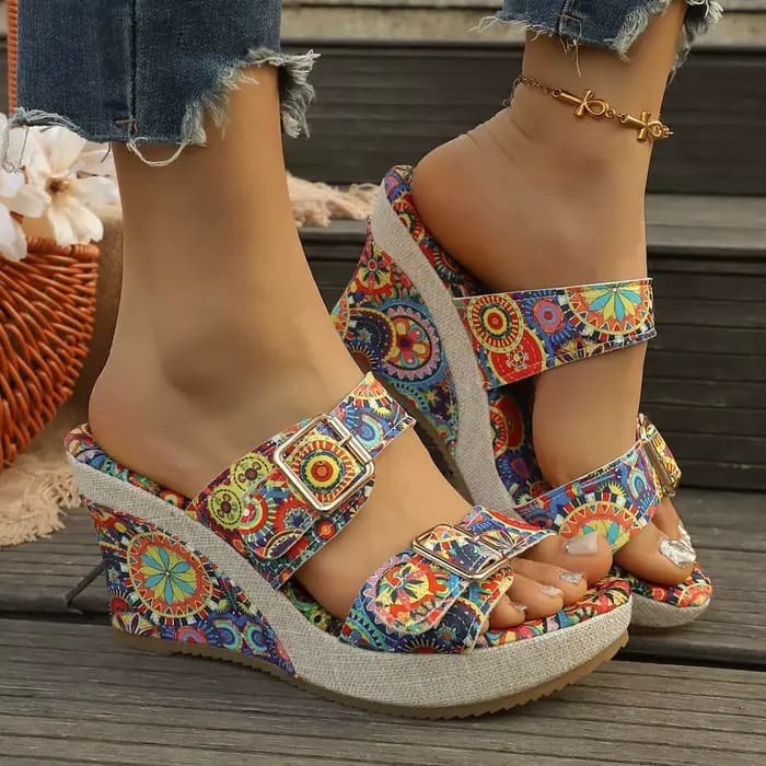Sandales compensées vintage à rivets pour femme, collection été 2026, talons hauts, plateforme, gran