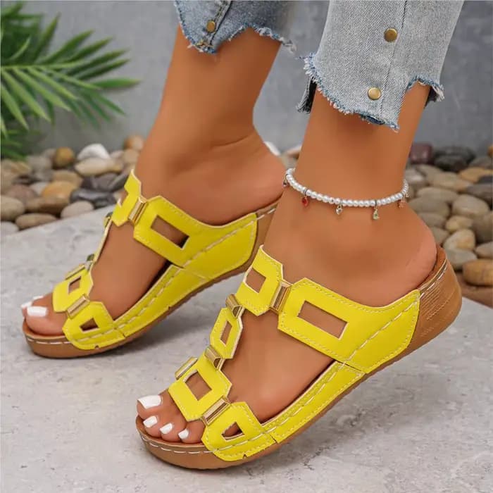 Sandales compensées pour femmes, style espadrilles, à enfiler, chaussures confortables