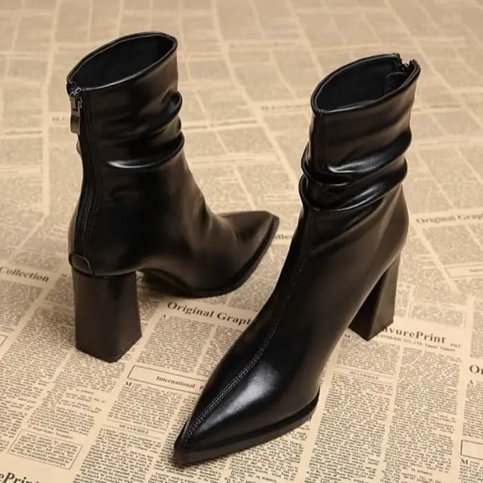 Bottines Chelsea à talons hauts pour femme, en velours, bout pointu, talon épais, robe Sheos, nouvel