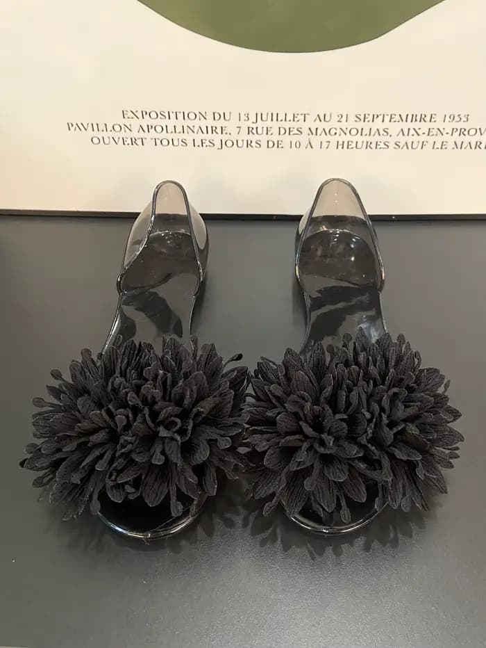 Sandales en gelée pour femmes, à fleurs, à bout ouvert, en plastique transparent, antidérapantes, ch