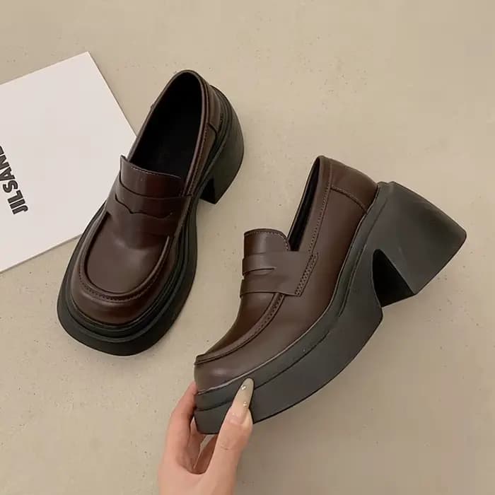Escarpins en cuir de luxe pour femmes, chaussures de soirée décontractées, plate-forme mignonne Kawa