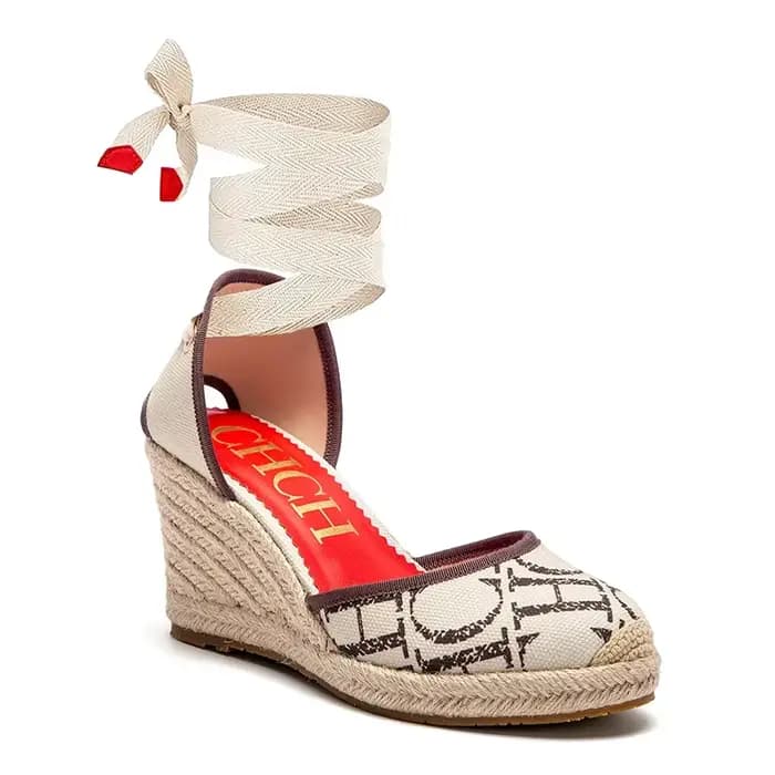 Chaussures pour femmes CARACAS toile WEDGES marque de luxe sandales à talons tissu de paille chaussu