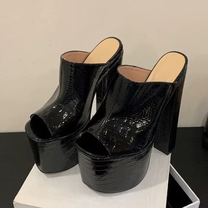 Liyke été rue mode 8.5CM plate-forme pantoufles femmes Sexy Peep orteil Super talons hauts fête boît